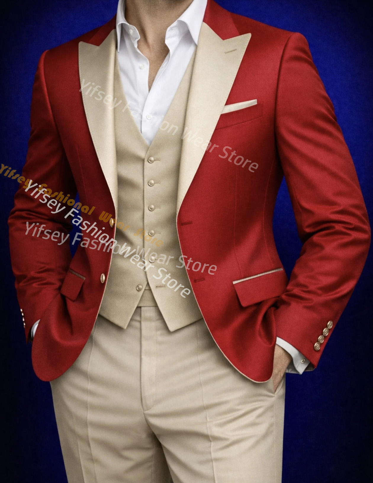 Men'S Grooming Brands - Ensemble de costume complet rouge pour