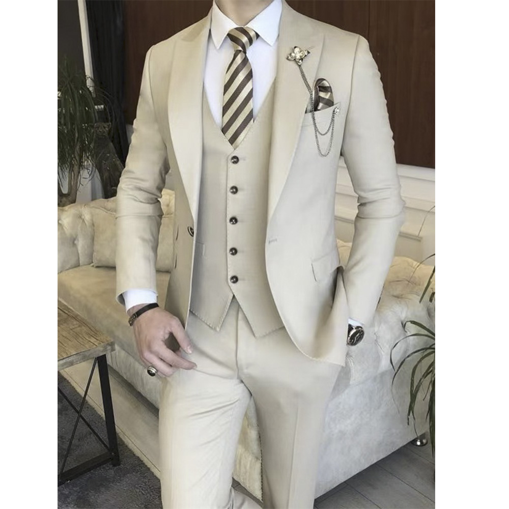 Men'S Grooming Brands - Ensemble de costume complet beige pour